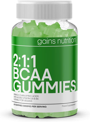 GN BCAA Gummies | 60 BCAA Amino Acid Supplements - 1000mg Branch Chain Amino Acids per Serving - L-Leucine, L-Isoleucine & L-Valine | Apple Favour, Non-GMO & Suitable for Vegans and Vegetarians