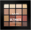 Ultimate Shadow Palette, 16 Vibrant True-To-Pan Eyeshadow Shades, Metallics, Shimmers, Colours and Nudes in Pressed Pigments, Vegan Formula, Warm Neutrals, 0.8 g