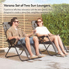 Zero Gravity Chairs Set of 2 - Grey Reclining Sun Loungers for Garden - Textilene Folding Sunloungers with Detachable Head Pillow - Fold Away 2 Set Deck Chairs for Outdoor, Patio & Decking