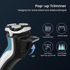 Electric Razor for Men (120Mins Shaving Time & Fast UK Adapter 1H Charging) IPX7 Waterproof Razor Wet & Dry Use Rechargeable 4D Rotary Shaver with Pop Up Trimmer LED Display