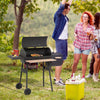 Charcoal Barbecue Grill with Offset Smoker, Barrel BBQ Trolley with 3 Storage Shelves & Thermometer for Outdoor Garden Camping Picnic Cooking, Black
