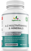 A-Z Multivitamins and Minerals Tablets - 180 Vegan Multivitamin Tablets for Men & Women (6 Months Supply) - One a Day 26 Nutrients Multivitamins and Multi Minerals Pills - UK Manufactured