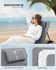 Set of 2 Folding Beach Sunloungers, Deck Beach Chairs Mats, Reclining Backrest, Lightweight Portable with Handle, for Camping Garden Pool, 158 x 55 cm, Slate Grey GCB251G01