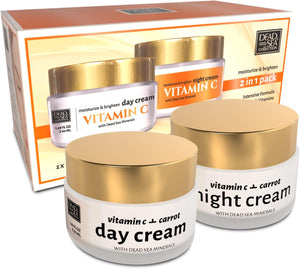 Day and Night Cream Kit with Vitamin C - Anti Aging - Skin Care with Sea Minerals - Nourishing, Moisturizer, Hydrating and Smoothing Face Cream (100 ml)