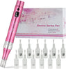 Dermapen M1 Upgraded Electric Wireless Beauty Pen LCD Screen with 12 Replacement Cartridges (Pink)