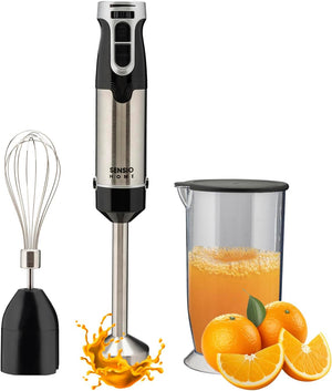 Sensio Home 1000W Super Powerful Hand Blender 3-in-1 Stainless Steel Stick Immersion Blender with Attachment, 700ml Mixing Beaker, Stainless Steel Whisk, Variable Speeds for Baby Food,Vegetables,Soup