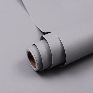 Grey Sticky Back Plastic, Vinyl Wrap Film Roll for Furniture 40X300cm, Self Adhesive Wallpaper Covering Paper for Wall Shelf Kitchen Cupboard (Matt)
