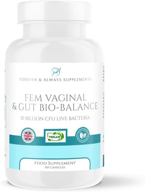 Fem Vaginal & Gut Bio-Balance - 2 Months Supply - Vegan Vaginal probiotics for Women 10 Billion CFU- Candida Yeast Balance, Urinary, Bacterial Vaginosis (BV), UTI, Good Bacteria & Gut Health Support