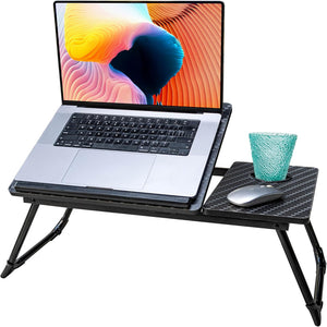 Laptop Desk, Laptop Bed Table with Foldable Legs & Cup Slot, Reading Holder Notebook Stand Breakfast Bed Tray Book Holder for Sofa, Bed, Terrace, Balcony (Black-2)