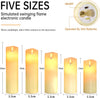 Flameless Candles 13/14/16/18/20cm Set of 5 Realistic Dancing LED Flickering Wick for Parties,Home,Public Elegant Events, Battery Powered, 10-Key Remote Control, Ivory Color.