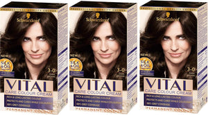 Vital Colour Hair Dye, Dark Brown 3-0 - Pack of 3