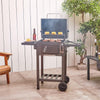 Charcoal BBQ – Barbecue with Warming Rack, Adjustable Height, Temperature Gauge – Portable, Ash Catcher, Additional Storage Shelf, 2 Foldable Side Tables, Wheels – Grill Meat, Fish & Veg