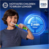 Pro Junior Kids Electric Toothbrush, 1 Toothbrush Head, 3 Modes with Kid-Friendly Sensitive Mode, for Ages 6+, 2 Pin UK Plug, Green