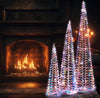 Christmas Pyramid Pre-Lit Cone Trees - Set of 3 Battery Powered Indoor Iridescent Festive Decorations - Fireside or Window LED Light Up Xmas Trees - 40cm 60cm 80cm (Warm White)