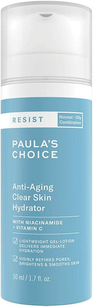 Paula’s Choice RESIST Anti Aging Clear Skin Moisturiser - Hydrating Lightweight Night Cream - Reduces Blackheads - with Niacinamide & Vitamin C - Combination to Oily Skin - 50 ml