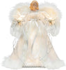 Lighted Christmas Angel Tree Topper with Timer 30cm White Angel Treetop Figurine for Christmas Tree Decoration