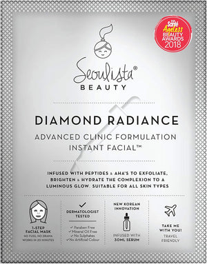 Advanced Clinic Formulation Diamond Radiance Instant Facial – Anti-Ageing Treatment With Peptides, Vitamin C, Niacinamide - Dermatologist Created Korean Skin Care - Award Winning