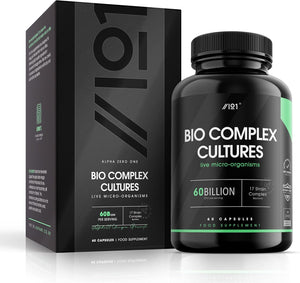 BioCultures Complex -17 Live Strains with 60 Billion CFU Probiotics - 60 Capsules - for Gut Health & Digestive System - Lactobacillus Acidophilus & Bifidobacterium (30 Day Supply) by