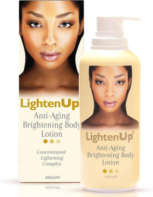 Lightenup Anti-Aging, Skin Brightening Body Lotion | 13.5 Fl Oz / 400 ml | Moisturizing Cream for Elbows, Armpit, Private Areas, Feet | with Argan Oil, Shea Butter & Alpha Arbutin