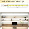 12V COB LED Strip 5M,6000K Daylight White LED Strip Lights with 480LEDs/M,CRI 90+,8mm Width,Uniform Dotless LED Tape Light for Room Cabinet Home DIY Projects (No Power Supply)