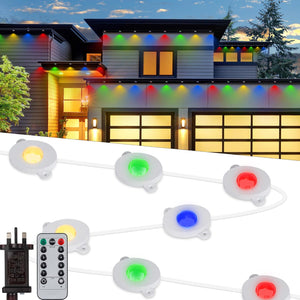 Christmas Eaves Lights Mains Powered - 49ft/15m 36LED Permanent Outdoor Lights with Plug, Remote Control, 8 Modes, Timer, Waterproof, Indoor Outdoor Eaves Decoration - Multicolor