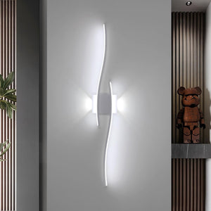 LED Wall Light Indoor Modern, 27W White LED Wall Lampe 6500K Cool White, Long LED Sconce Wall Light, Wall Lighting Fixtures for Bedroom Living Room Kitchen Office Hotel Dining Room