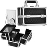 Makeup Box Vanity Case Cosmetic Organiser Case Beauty Box with Mirror and Magnification(5X) Spot Mirror, Black