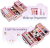 Makeup Case 4 Trays Cosmetic Box Lockable Beauty Vanity Organiser Holder Box for Gifts (Pink)