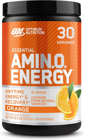 Amino Energy Pre Workout Powder, Energy Drink with Amino Acids, BCAA and L-Glutamine, Food Supplement with Vitamin C and Caffeine, Orange Cooler Flavour, 30 Servings, 270 g