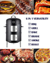 Charcoal BBQ Grill, Heavy Duty 3-in-1 Barbecue Smoker Grill for Garden Camping Outdoor Cooking and Grilling 89x56x43CM