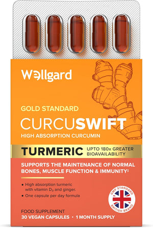 Curcuswift Turmeric - High Strength Turmeric Supplement, Curcumin with Vitamin D3 & Ginger for Immune Support & Bone Health