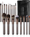 Makeup Brushes Sets,  18 Pcs Professional Makeup Brush Set, Synthetic Cosmetics Foundation Powder Concealers Blending Eye Shadows Face Kabuki Makeup Brushes with Clutch Bag (Coffee)