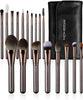 Makeup Brushes Sets,  18 Pcs Professional Makeup Brush Set, Synthetic Cosmetics Foundation Powder Concealers Blending Eye Shadows Face Kabuki Makeup Brushes with Clutch Bag (Coffee)