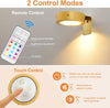 3 Pack Picture Lights for Wall Battery Operated Gold Picture Light Rechargeable Dimmable Timer Painting Frame Light Cordless Art Lights for Wall Led Puck Lights with Remote Control Gold RGB