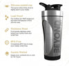 Pro Insulated Metal Protein Shaker, Stainless Steel Supplement Bottle - BPA Free for Gym 735ml in Brushed Steel