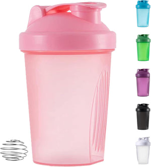 Protein Shaker Bottle,Sports Supplements Shakers Includes Wire Mix Ball Blender Bpa Free Secure Drink Flip Cap 400ml for Fitness Sports Gym Supplement Drinks Bottles (Pink)