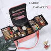 Vanity Case Makeup Storage Box Organiser Travel Train Case Luggage Makeup Case Make Up Beauty Box with Shoulder Strap, Large Size, Pink