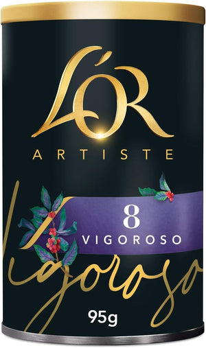 L’OR Artiste Vigoroso Instant Coffee 95g Intensity 8 (Pack of 6 Tins, Total of 570g)