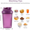 Protein Shaker Bottle with Stainless Steel Mixing Ball, Workout Water Bottle with Non-Leak Flip Lid 400ml for Fitness Sports Gym Supplement Drinks Bottles, Capacity for Smooth Shakes(Purple