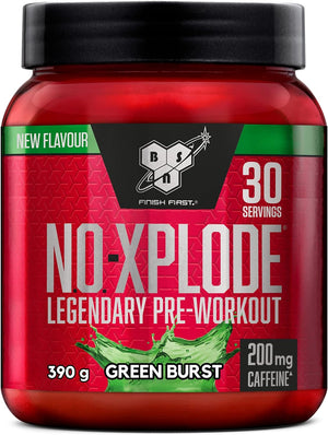 Nutrition N.O.-Xplode Pre Workout Powder Food Supplement, Energy and Focus supportwith Caffeine, Amino Acids, Vitamin C and Zinc, Green Burst Flavour, 30 Servings, 390 g