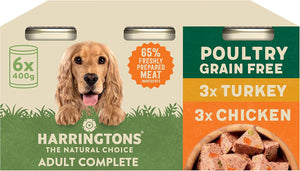 Complete Wet Can Grain Free Hypoallergenic Adult Dog Food Poultry Pack 6x400g - Chicken & Turkey - Made with All Natural Ingredients