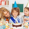 Birthday Decorations for Boys - Satin Sash, Holographic Badge, Award Ribbon Badge, Blue Sash for Kids Party Supplies