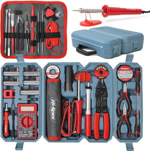 90 Piece Electronics & Soldering Repair Tool Set Kit with Multimeter. for PCBs, Electrical Circuits, Computers, Gadgets & Drones. All in Portable Box Case