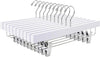 35.5cm White Wooden Pants Hangers 10pcs, Smooth Wood Skirt Hanger Organizer with Adjustable Anti-Slip Chrome Clips, Space Saving Solid Clothes Hangers Rack for Bottoms Jeans Slacks Trousers