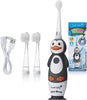 WildOnes Kids Electric Rechargeable Toothbrush Penguin, 1 Handle, 3 Brush Head, USB Charging Cable, for Ages 0-10 (Penguin)