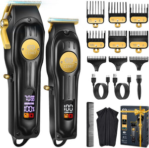 Mens Hair Clippers and Trimmers Set, Professional Cordless Barber Clippers for Hair Cutting Kit (Rechargeable USB Adjustable Beard & Hair Trimmer Haircut Kit) Clippers for Men DIY Home Salon