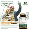 Vitamin D3 5000 IU & Vitamin K2 100mcg (MK-7) x120 Capsules, 4 Month Supply - High Strength Vitamin D & K2 Supplement for Men & Women, Made in The UK by