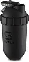 Tumbler: Protein Shaker Bottle, 700ml - Capsule Shape Mixing - Easy Clean Up - No Blending Ball or Whisk Needed - BPA Free - Mix & Drink Shakes, Smoothies, More - Matte Black/Black Logo