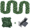 18FT 600Tips Christmas Garland with 6M LED Lights Door Stairs Fence Fireplace Decoration