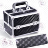 Makeup Box Vanity Case Cosmetic Organiser Case Beauty Box with Mirror and Magnification(5X) Spot Mirror, Black